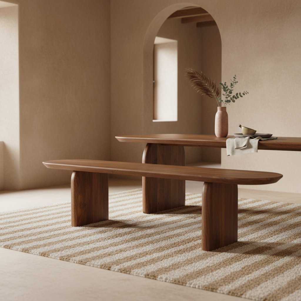 Bullnose eetkamerbank bruin