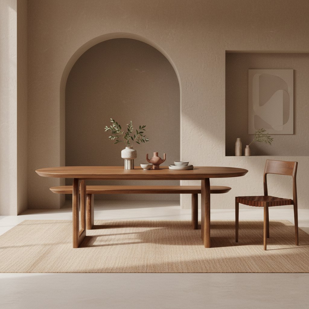 Bullnose eetkamerbank bruin